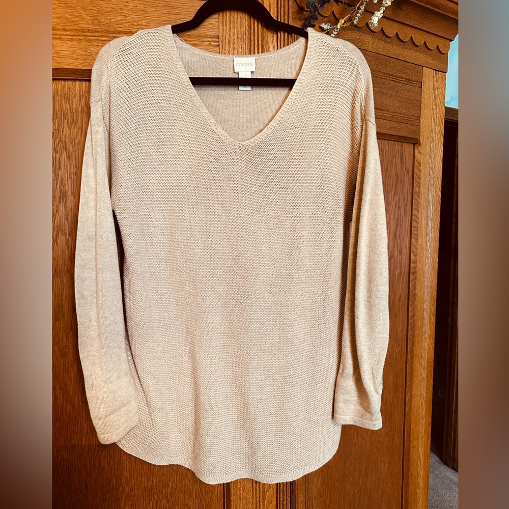 Chicos 1 Women's Tan Lightweight Sweater
